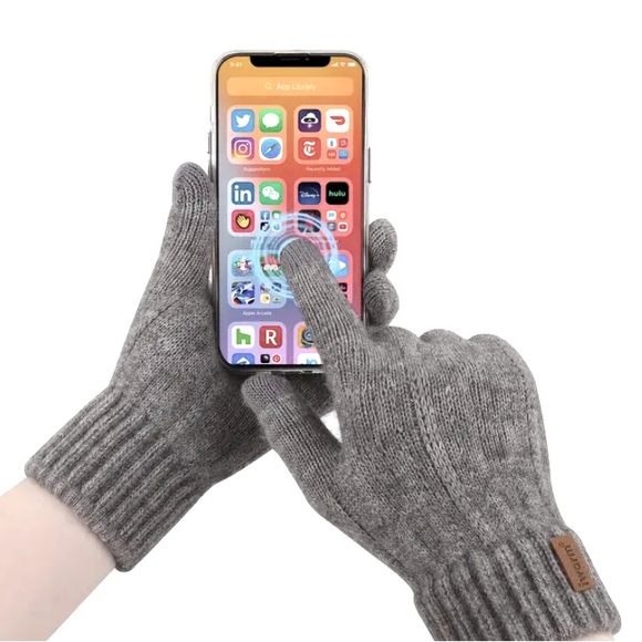 NEW 100% Cotton Touch Screen Winter Gloves Knit Coffee Phone Textured - Picture 3 of 5